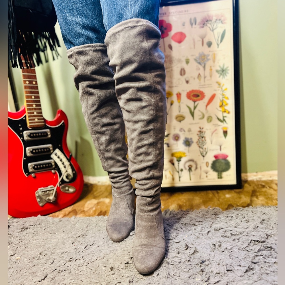 Sexy Gray Thigh High Boots